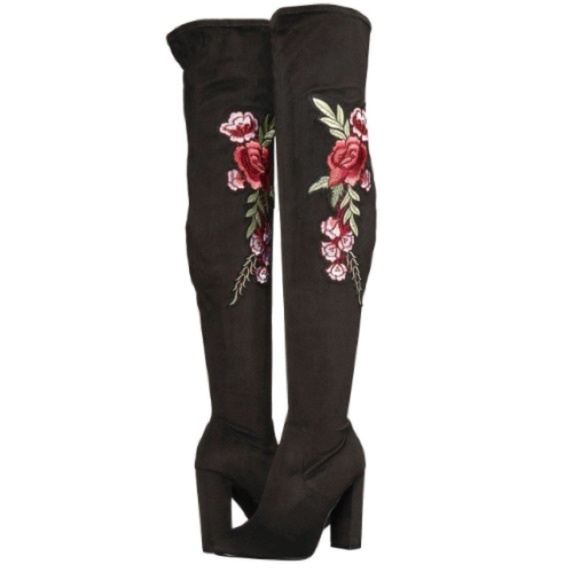 Steve Madden Shoes - NWOT Steve Madden Mozee Over Knee Embroidered Boot